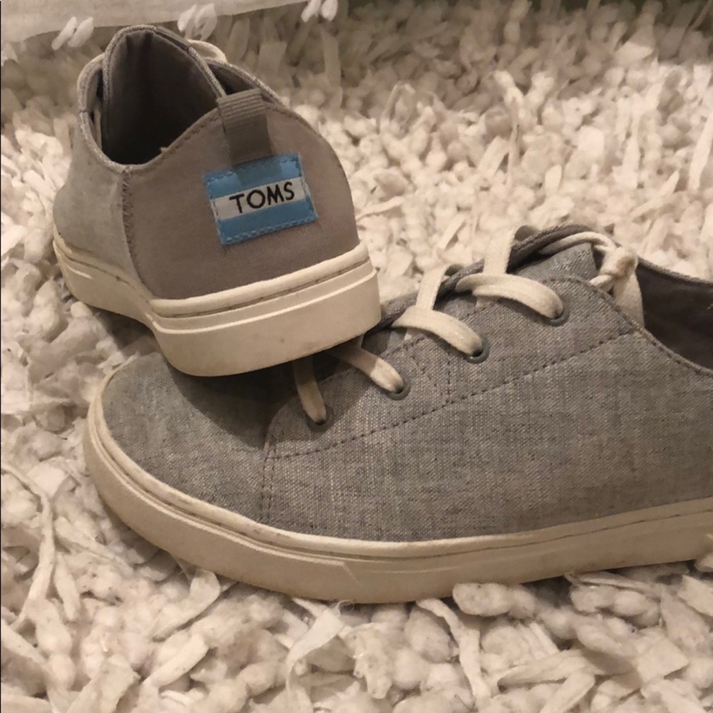 TOMS Grey and White Sneakers ( Youth SZ. 4 )